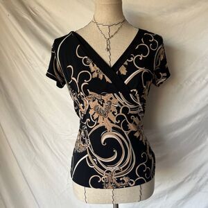 CKW black and white vintage floral top